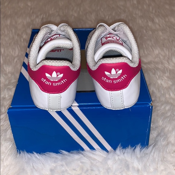 3K Adidas Stan Smith Baby Girl White/Pink Shoes - Picture 11 of 13